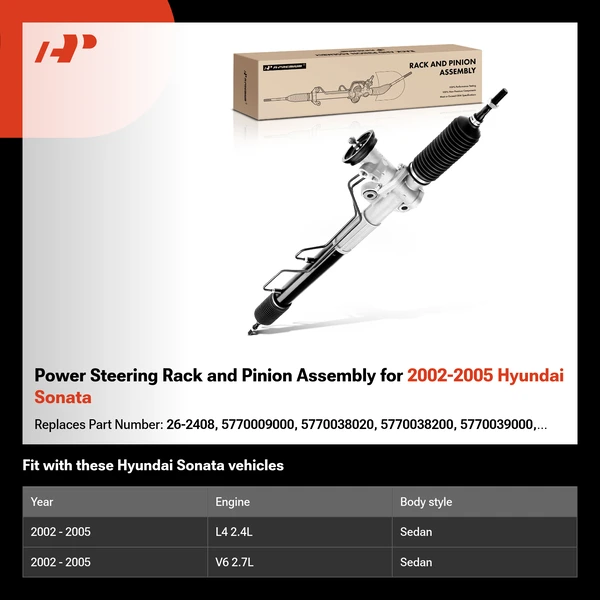 Power Steering Rack and Pinion Assembly for 2002-2005 Hyundai Sonata