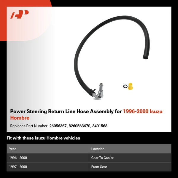 Power Steering Return Line Hose Assembly for 1996-2000 Isuzu Hombre