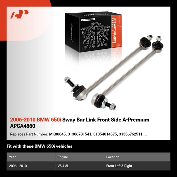 2006-2010 BMW 650i Sway Bar Link Front Side A-Premium APCA4860