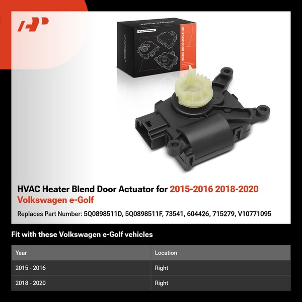 HVAC Heater Blend Door Actuator for 2015-2016 2018-2020 Volkswagen e-Golf