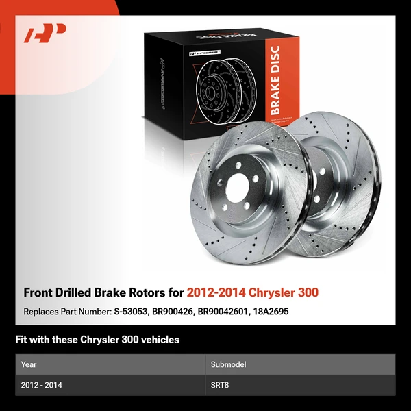Front Drilled Brake Rotors for 2012-2014 Chrysler 300