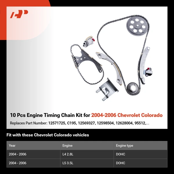 10 Pcs Engine Timing Chain Kit for 2004-2006 Chevrolet Colorado