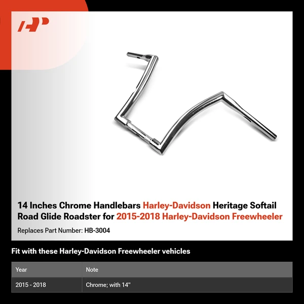 14 Inches Chrome Handlebars Harley-Davidson Heritage Softail Road Glide Roadster for 2015-2018 Harley-Davidson Freewheeler