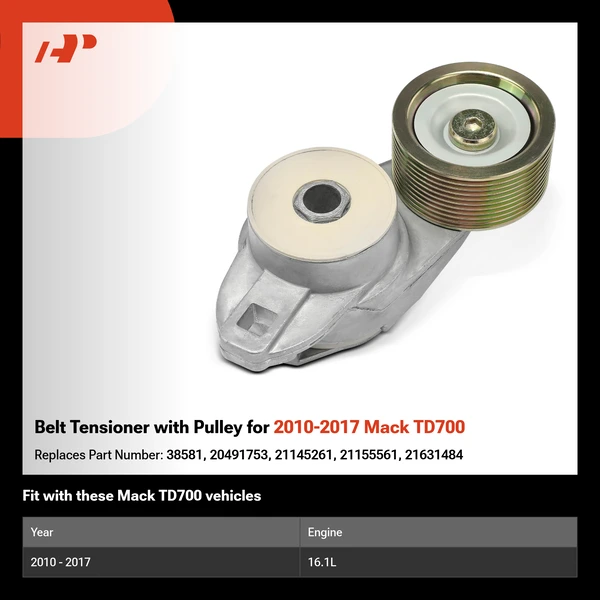 Belt Tensioner with Pulley for 2010-2017 Mack TD700