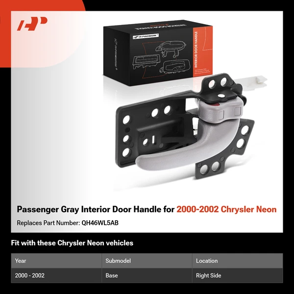 Passenger Gray Interior Door Handle for 2000-2002 Chrysler Neon