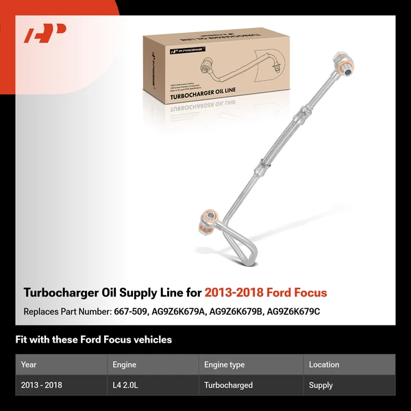 Turbocharger Oil Supply Line for 2013-2018 Ford Focus