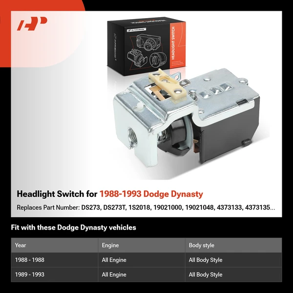 Headlight Switch for 1988-1993 Dodge Dynasty