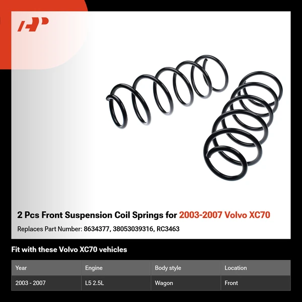 2 Pcs Front Suspension Coil Springs for 2003-2007 Volvo XC70