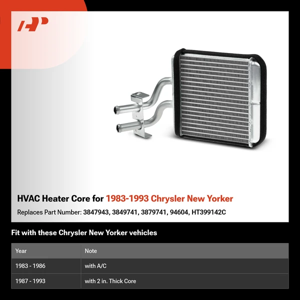 HVAC Heater Core for 1983-1993 Chrysler New Yorker