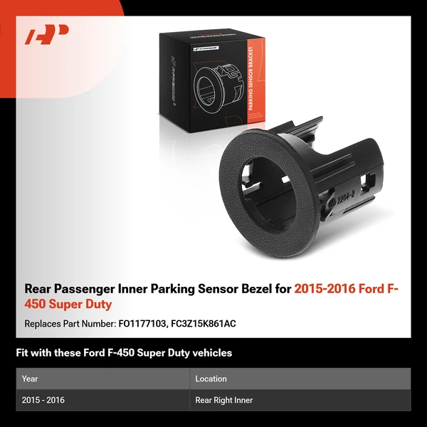 Rear Passenger Inner Parking Sensor Bezel for 2015-2016 Ford F-450 Super Duty