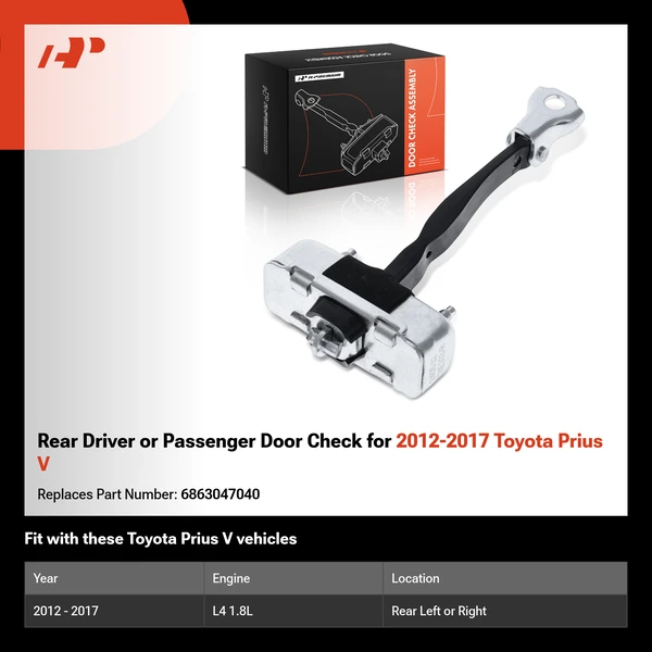 Rear Driver or Passenger Door Check for 2012-2017 Toyota Prius V