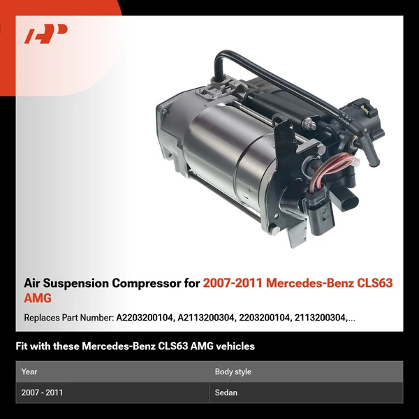 Air Suspension Compressor for 2007-2011 Mercedes-Benz CLS63 AMG
