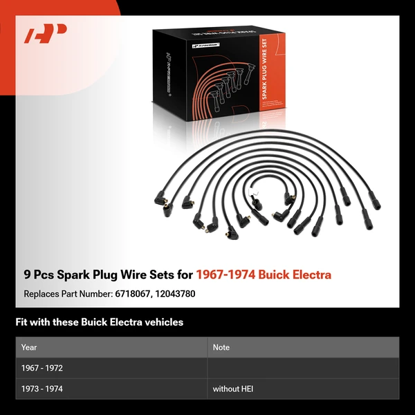 9 Pcs Spark Plug Wire Sets for 1967-1974 Buick Electra