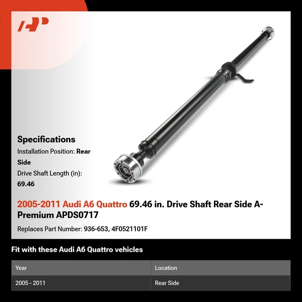2005-2011 Audi A6 Quattro 69.46 in. Drive Shaft Rear Side A-Premium APDS0717