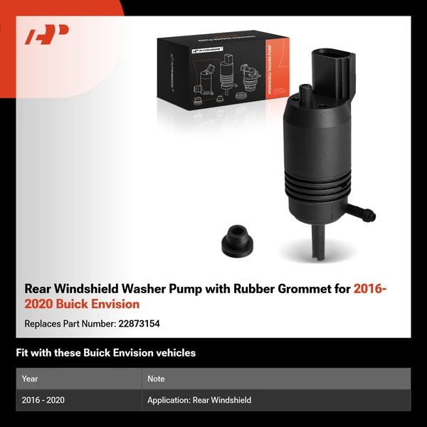 Rear Windshield Washer Pump with Rubber Grommet for 2016-2020 Buick Envision