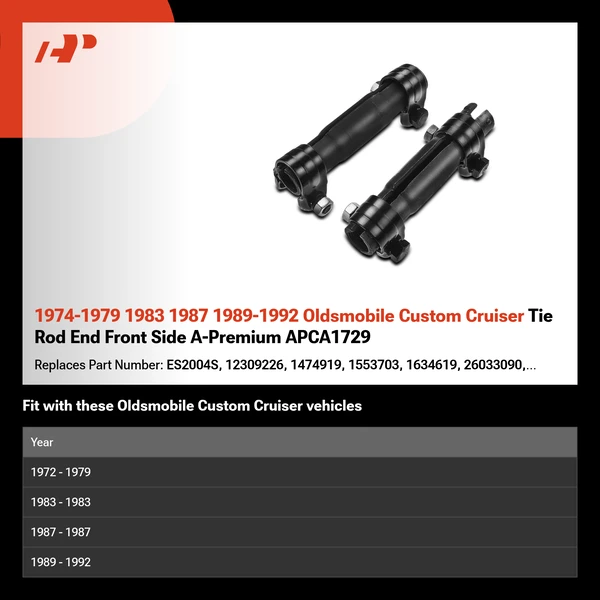 1974-1979 1983 1987 1989-1992 Oldsmobile Custom Cruiser Tie Rod End Front Side A-Premium APCA1729