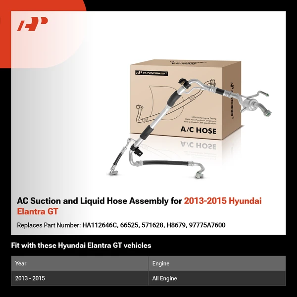 AC Suction and Liquid Hose Assembly for 2013-2015 Hyundai Elantra GT