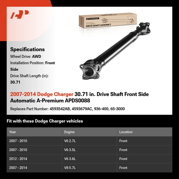 2007-2014 Dodge Charger 30.71 in. Drive Shaft Front Side Automatic A-Premium APDS0088