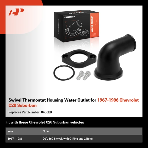 Swivel Thermostat Housing Water Outlet for 1967-1986 Chevrolet C20 Suburban