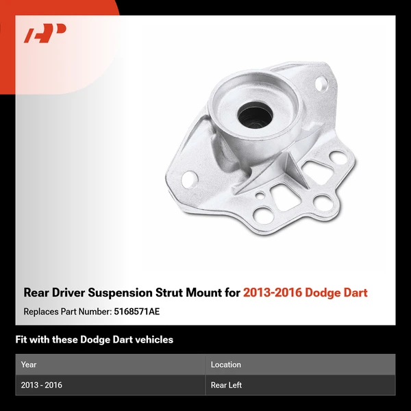 Rear Driver Suspension Strut Mount for 2013-2016 Dodge Dart