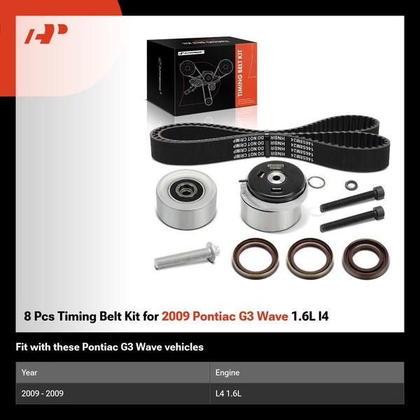 8 Pcs Timing Belt Kit for 2009 Pontiac G3 Wave 1.6L l4
