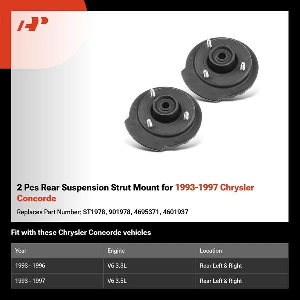 2 Pcs Rear Suspension Strut Mount for 1993-1997 Chrysler Concorde