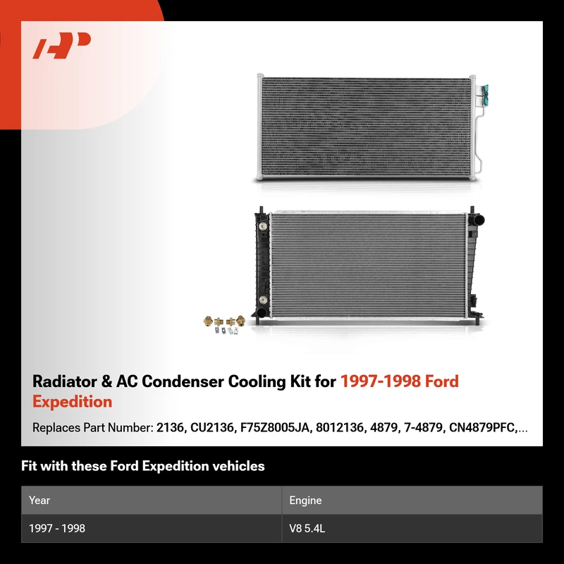Radiator & AC Condenser Cooling Kit for 1997-1998 Ford Expedition