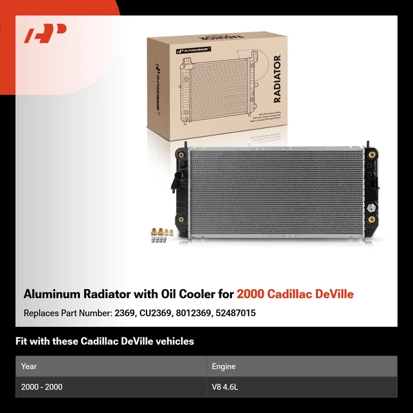 Aluminum Radiator with Oil Cooler for 2000 Cadillac DeVille