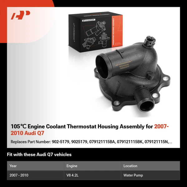 105℃ Engine Coolant Thermostat Housing Assembly for 2007-2010 Audi Q7