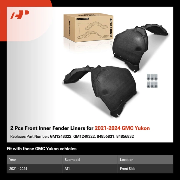 2 Pcs Front Inner Fender Liners for 2021-2024 GMC Yukon
