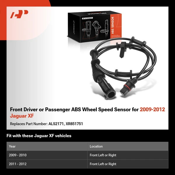 Front Driver or Passenger ABS Wheel Speed Sensor for 2009-2012 Jaguar XF