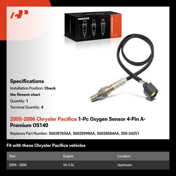 2005-2006 Chrysler Pacifica 1-Pc Oxygen Sensor 4-Pin A-Premium OS140