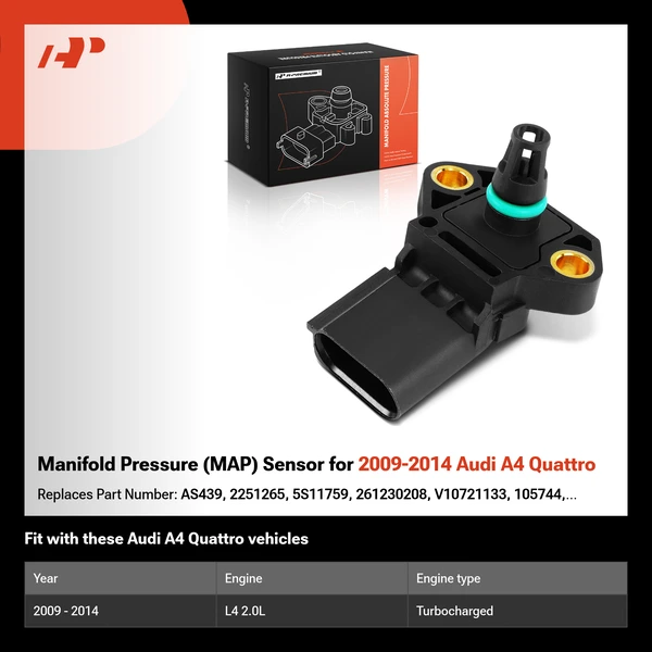 Manifold Pressure (MAP) Sensor for 2009-2014 Audi A4 Quattro