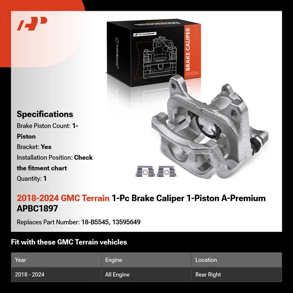 2018-2024 GMC Terrain 1-Pc Brake Caliper 1-Piston A-Premium APBC1897