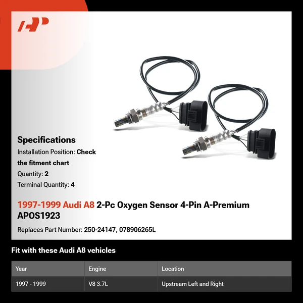 1997-1999 Audi A8 2-Pc Oxygen Sensor 4-Pin A-Premium APOS1923