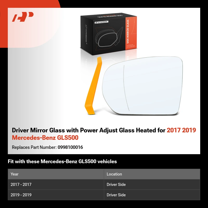 Driver Mirror Glass with Power Adjust Glass Heated for 2017 2019 Mercedes-Benz GLS500