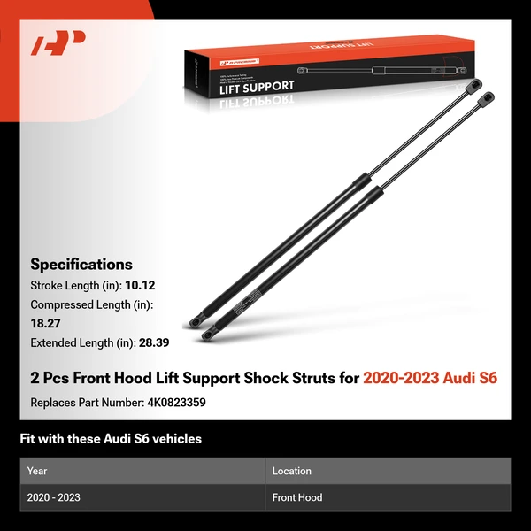 2 Pcs Front Hood Lift Support Shock Struts for 2020-2023 Audi S6