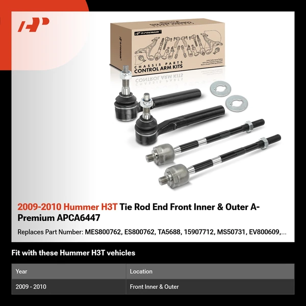 2009-2010 Hummer H3T Tie Rod End Front Inner & Outer A-Premium APCA6447