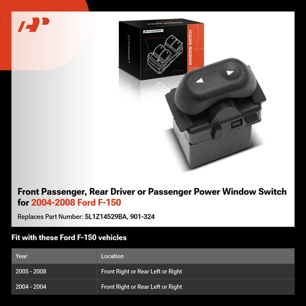 Front Passenger, Rear Driver or Passenger Power Window Switch for 2004-2008 Ford F-150