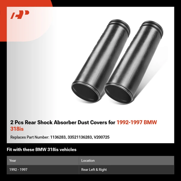 2 Pcs Rear Shock Absorber Dust Covers for 1992-1997 BMW 318is