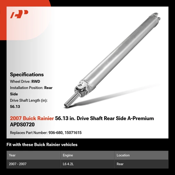 2007 Buick Rainier 56.13 in. Drive Shaft Rear Side A-Premium APDS0720