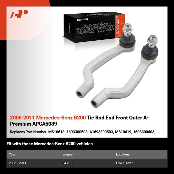 2006-2011 Mercedes-Benz B200 Tie Rod End Front Outer A-Premium APCA5089