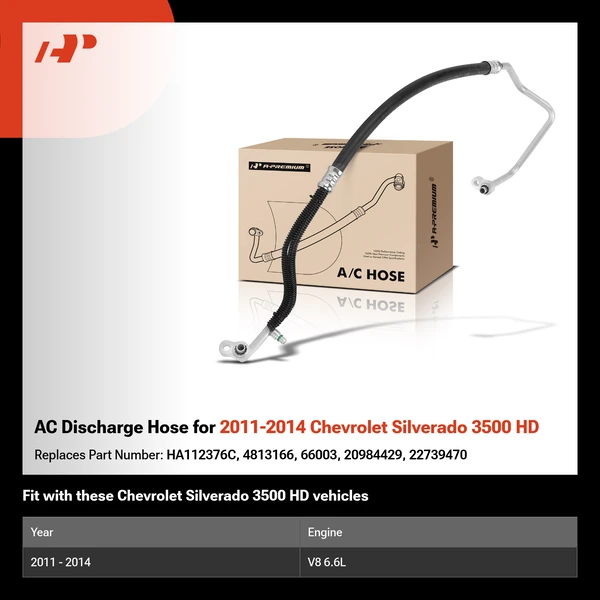 AC Discharge Hose for 2011-2014 Chevrolet Silverado 3500 HD