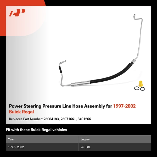 Power Steering Pressure Line Hose Assembly for 1997-2002 Buick Regal