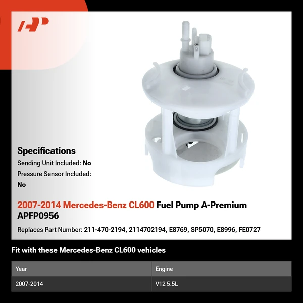 2007-2014 Mercedes-Benz CL600 Fuel Pump A-Premium APFP0956
