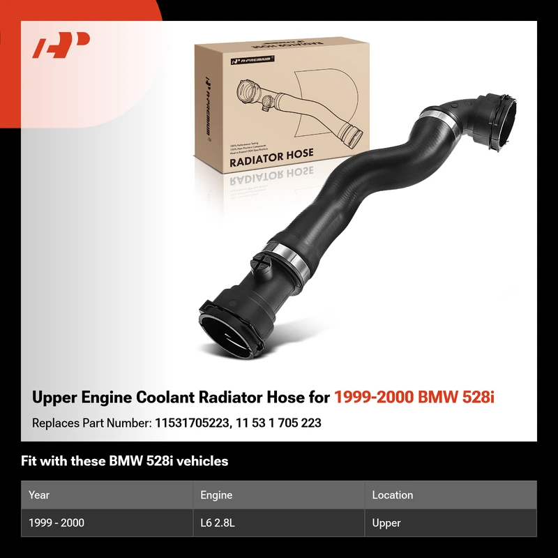 Upper Engine Coolant Radiator Hose for 1999-2000 BMW 528i
