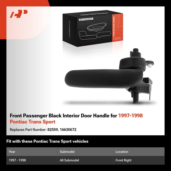 Front Passenger Black Interior Door Handle for 1997-1998 Pontiac Trans Sport