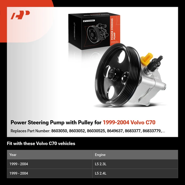 Power Steering Pump with Pulley for 1999-2004 Volvo C70