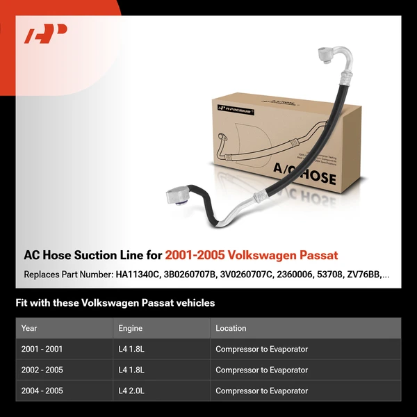AC Hose Suction Line for 2001-2005 Volkswagen Passat