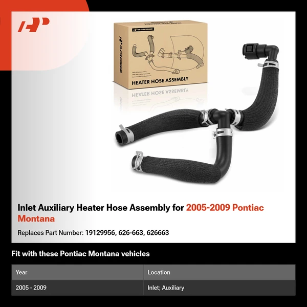 Inlet Auxiliary Heater Hose Assembly for 2005-2009 Pontiac Montana